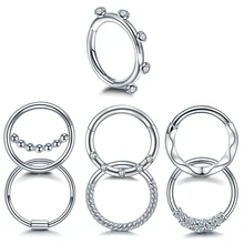 1 шт стальная Ушная перегородка кликер драгоценный камень ушной хрящ Лабрет пирсинг сегмент нос кольцо для пирсинга Daith спираль Грач пирсинг ювелирные изделия