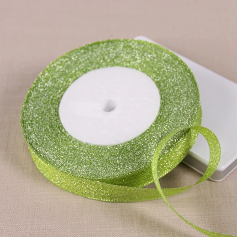 15mm Metallic Glitter Ribbon Gift Package Ribbons Wrapping Decoration