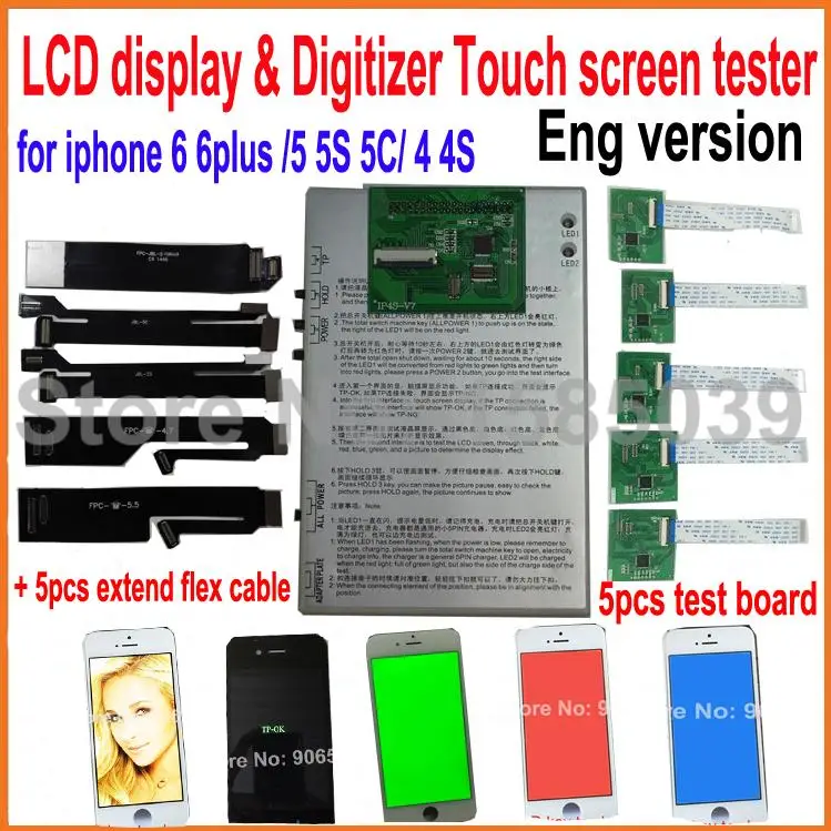 

New 7 in1 LCD Touch Screen Digitizer Testing Tester for iphone 4 4S 5 5S 5C 6 6 plus full set with manual and video