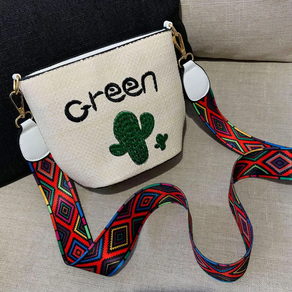 

Travel mini bagFashion Women Linen Embroidery Shoulder Bag leisure Handbag Lnclined Shoulder Bag diagonal package
