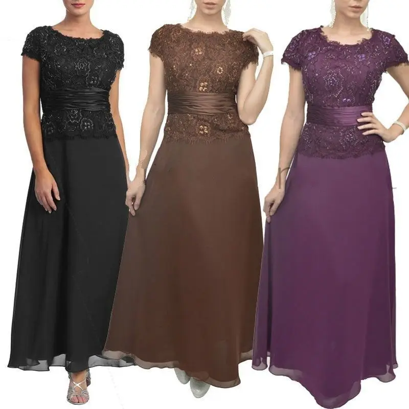 BacklakeGirls новые винтажные шифоновые платья с короткими рукавами и круглым вырезом платья для матери невесты для свадебной вечеринки длиной до щиколотки