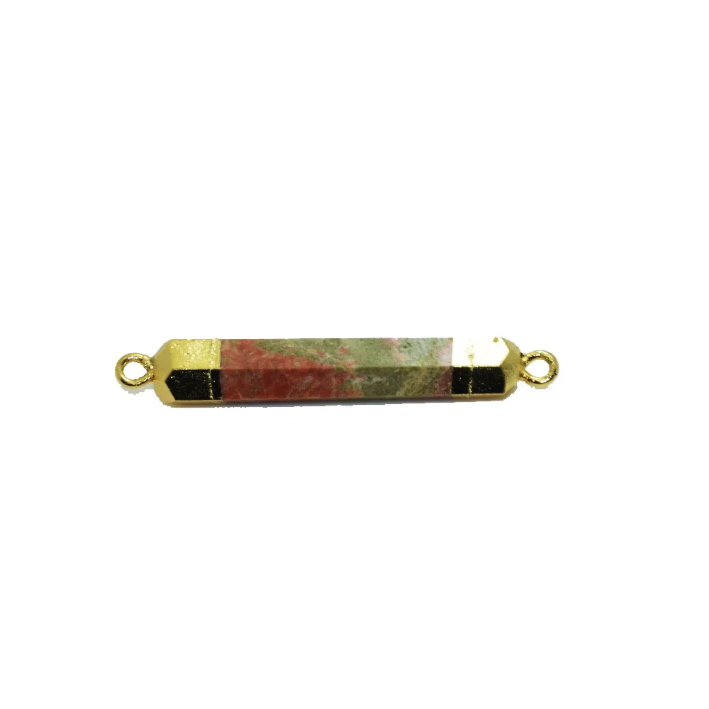 

5pc Long Green natural stone women jewelry pendant connector girl faceted raw unakite stone connector for necklace gift 2018