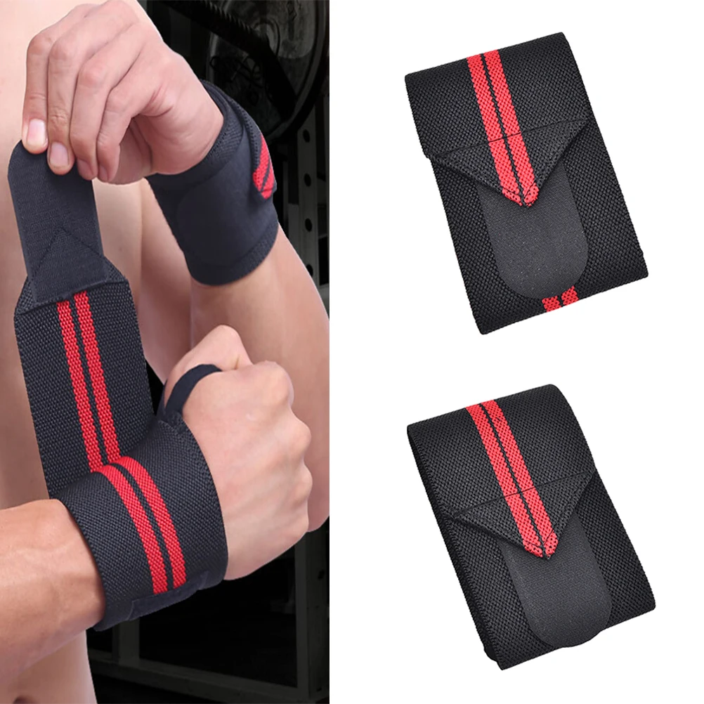 2Pcs Powerlifting Sport Wristband Gym Fitness Dumbbell Barbell Crossfit