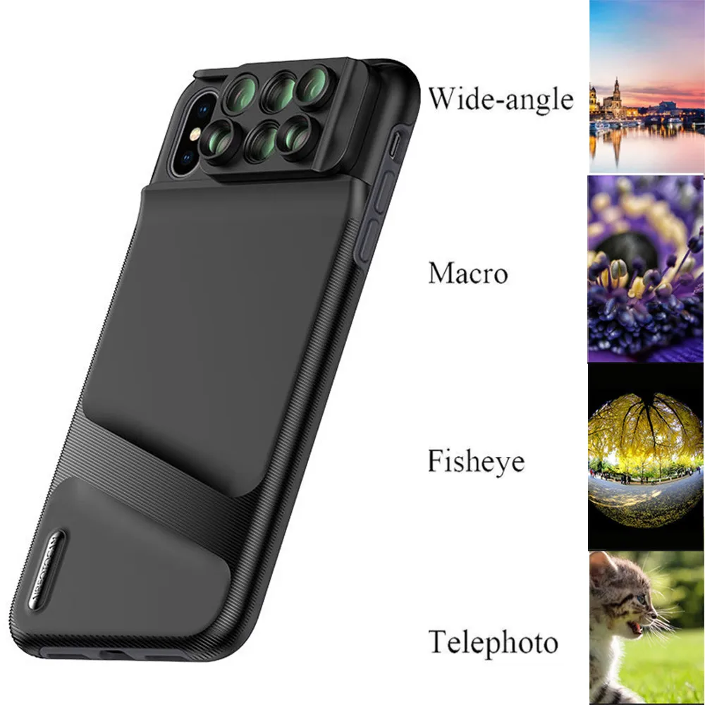 

CARPRIE Wide Angle Lens Camera Lens Fisheye Wide-angle Telephoto Macro Case Cover 6 in 1 For iPhone X/XS Dropshiping 1.28
