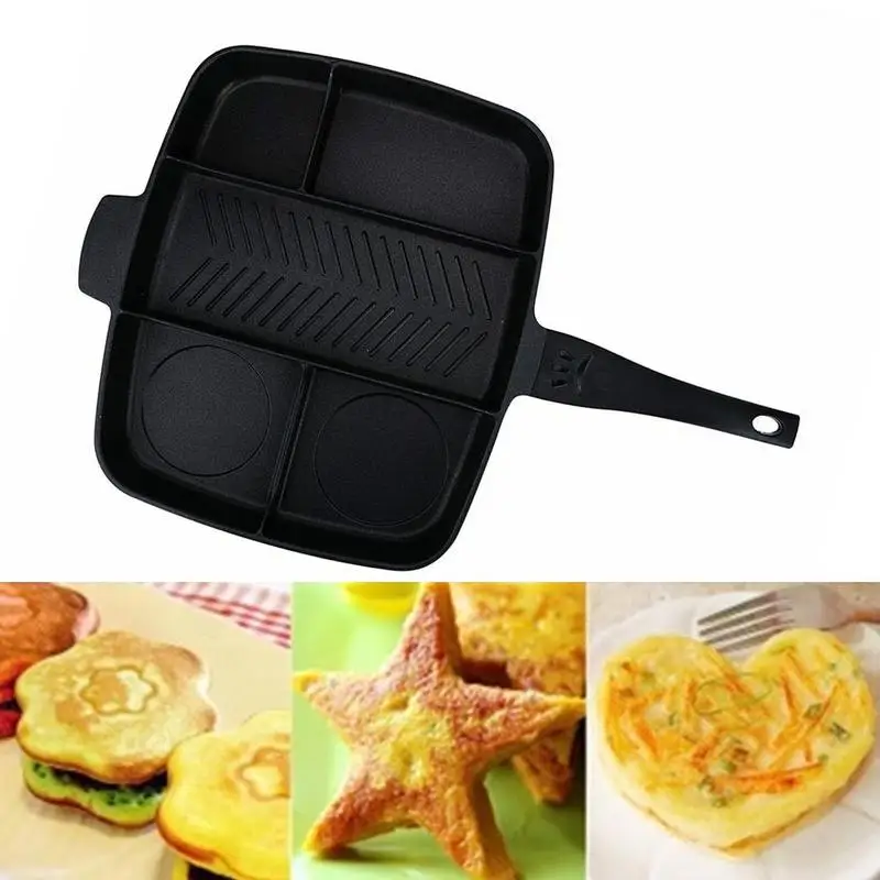 

Non-stick Frying Pan 5 in 1 Fry Pan Divided Grill Pan for All-in-One Cooked Breakfast Pot Fry Oven Meal Skillet