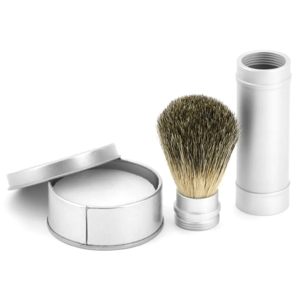 ZY Men Travel Shaving Brush Kit Pure Badger Hair Beard Brush + Shaving