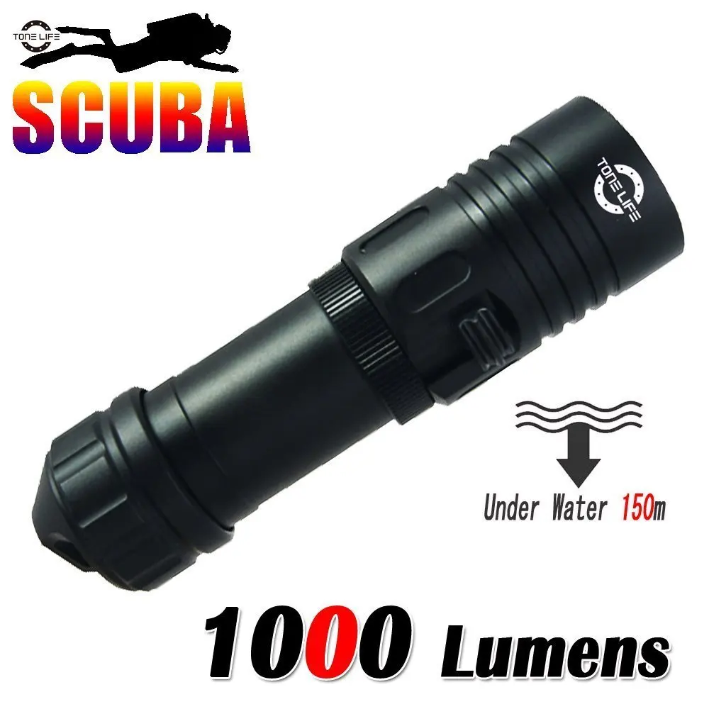 

1000LM Cree Scuba Diving Masks Lights Dive LED Flashlight Torch 150m Underwater Fishing Handheld Torches (Without Battery)