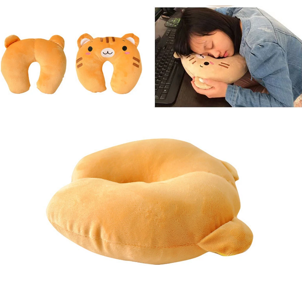 Hot sale 9 styles u-shaped plush pillow travel pillow cartoon animal car headrest doll