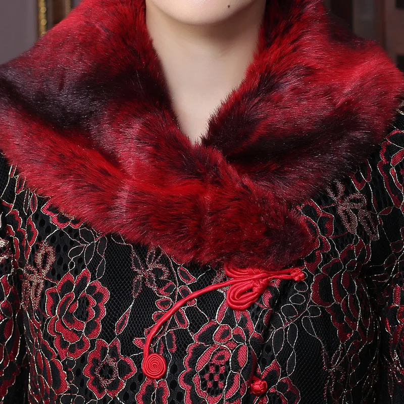 Бренд Новое поступление осень-зима Китайская традиционная Для женщин волос воротник тонкий стеганая куртка пальто L XL XXL 3XL MTJ20150065