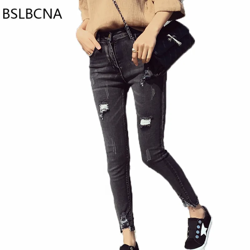 Harajuku отверстие джинсы 2018 Осень корейский стиль тонкие узкие пикантные женская одежда карандаш брюки женские Повседневное элегантные