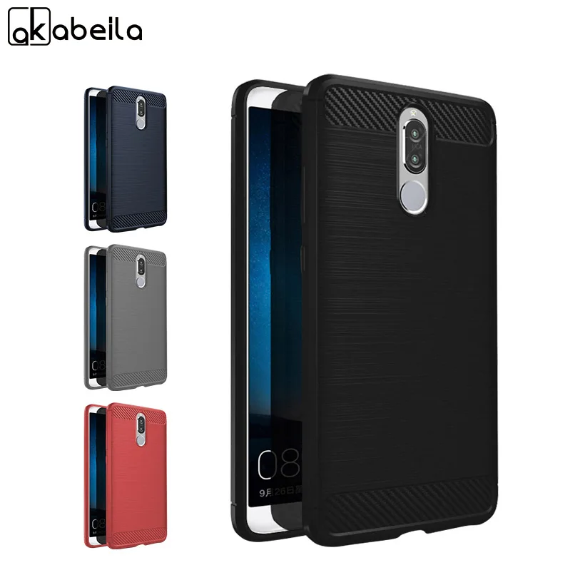cheap AKABEILA Carbon Fiber Cases For Huawei Mate 10 Lite Case Silicone Soft Coque For Huawei Nova 2i Cover Bag Skin G10 Maimang 6 5.9