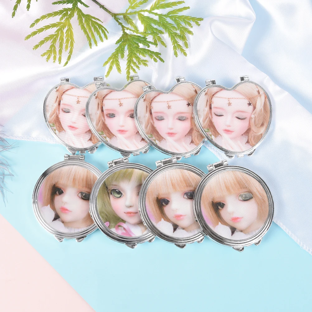 Heart Shaped Design Mini Pocket Fodable Double Sided Round Mirror Makeup Cosmetic Compact Mirrors Random | Красота и здоровье