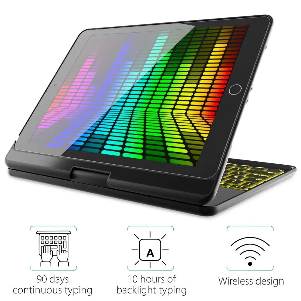 Teclado para Ipad Girar sem Fio Capa para Ipad Case 360 Bluetooth Retroiluminado Teclado Pro ar 3 10.5 2021 - Imagem 3