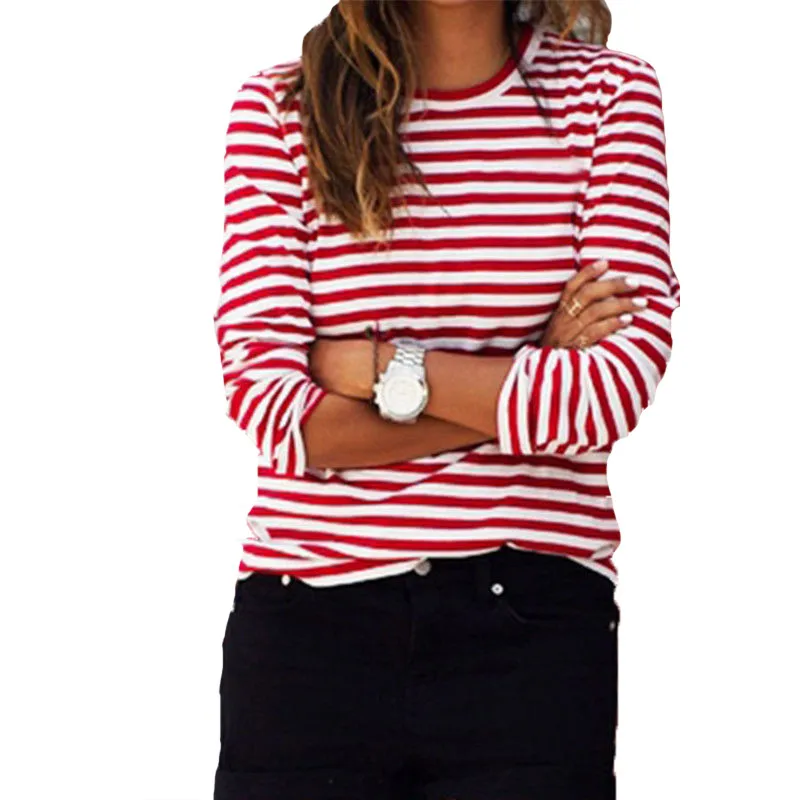 

2018 Korean Style Long Sleeve Shirts Women New Hot Sale shirt Womens Fashion Harajuku Striped Female Slim Femme Lady Clothing