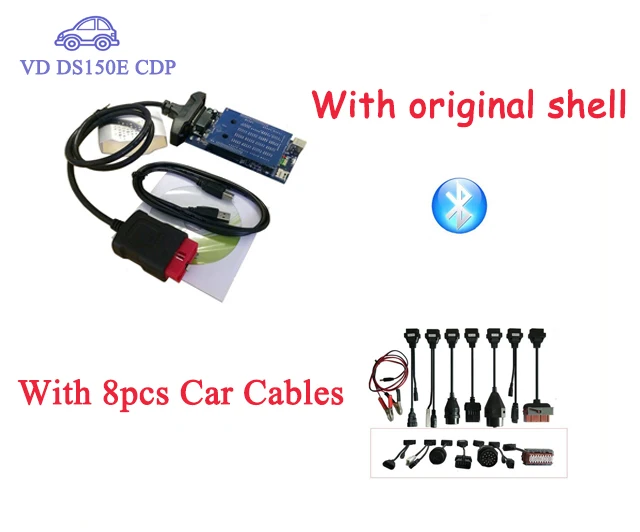 

VSDTK New vci with shell bluetooth VD DS150E CDP 2015.R3 keygen for cars trucks OBD2 Scanner for delphis tcs cdp pro+8car cables