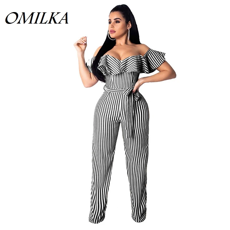 Sexy Flare Sleeve Jumpsuit Romper Women Off Shoulder
