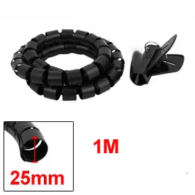 

Uxcell 25mm Dia. Flexible Spiral Tube Cable Wire Wrap Computer Manage Cord Black 1M Length 1PCS with Clip Hot Sale