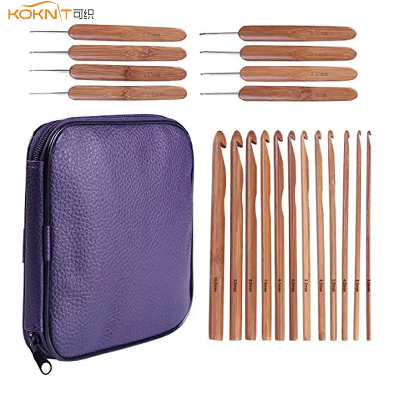 

KOKNIT 20pcs/Set Bamboo Crochet Needles Set Sweater Knitting Needle Crochet DIY Handmade Craft Tools