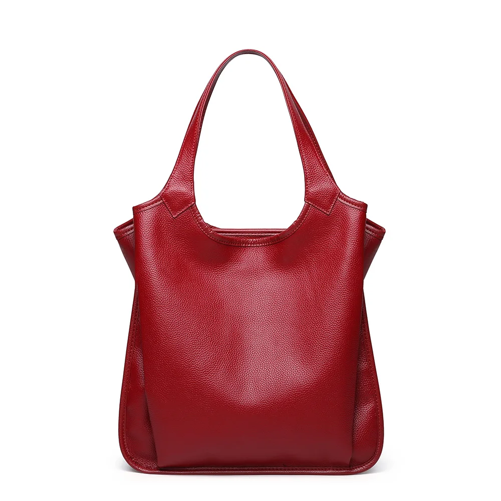 Сумки из натуральной воловьей кожи большой емкости вместительные женские сумки сумка Европейская и американская женская сумка на плечо известный бренд - Цвет: Wine Red