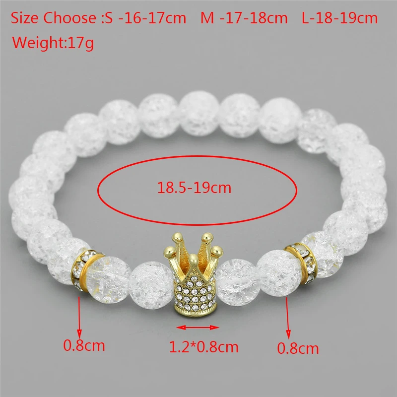 New Fashion Imperial Micro Pave Cubic Zircon Crown Charm Bracelet Men Women's White Crack Flowers Stone Beads Bracelet Jewelry bracelet jewelry
