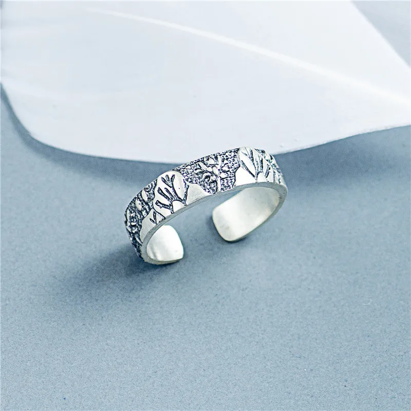 vintage tree logo unisex rings 100% Sterling 925 silver Jewelry Adjustable rings for women girl resize ring silver ring