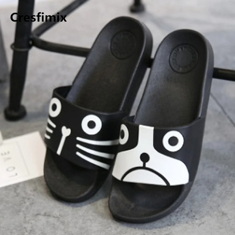 

Women Fashion High Quality Black Cat Print Slippers Lady Cute Sweet Spring Slippers Female Fashion Slippers Femmes Tongs E641