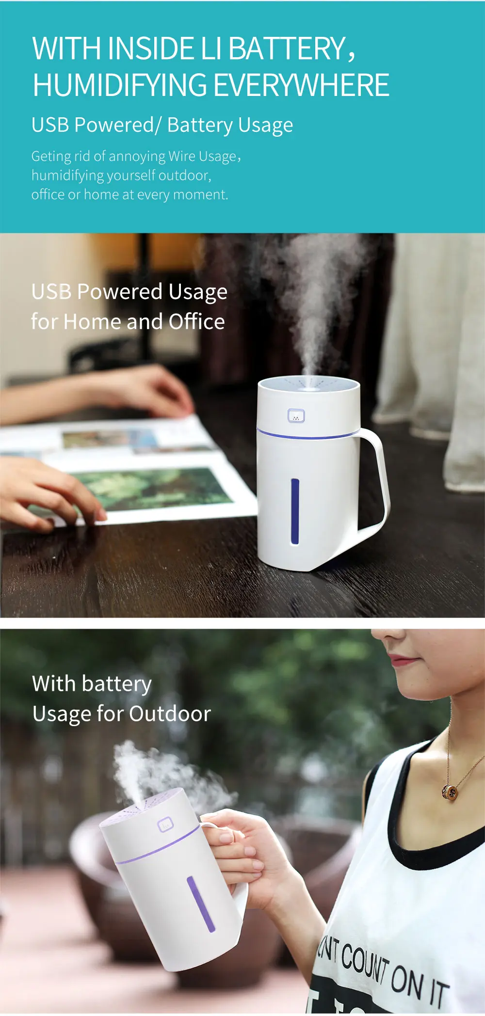 420ML USB Humidifier Portable Mini Cup Shape Humidificador Aroma Oil Diffuser with Seven Color Night Lamp for Home Office Car (14)