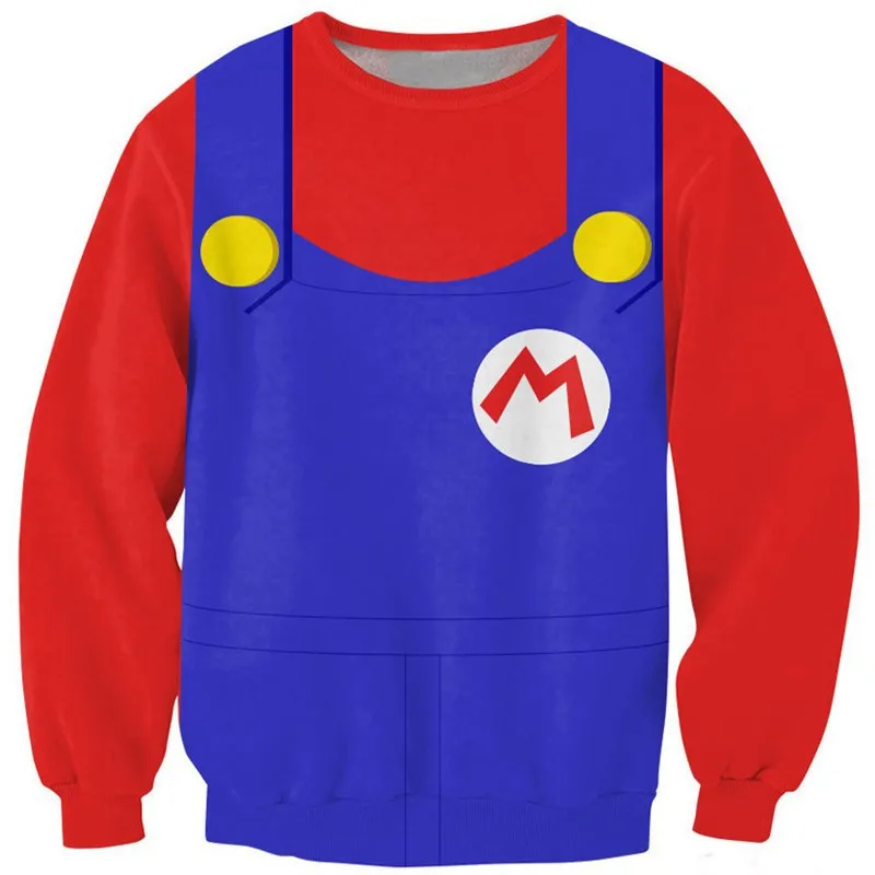 Cloudstyle 2018 Fashion 3D Anime Sweatshirts Men Super Mario Cosplay