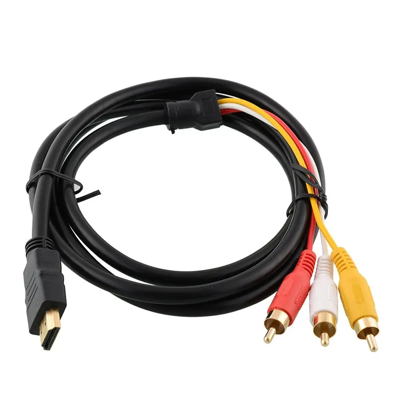 1,5 м черный HDMI-Male до 3 RCA аудио AV кабель адаптер разъем шнур для HDTV HSJ-19
