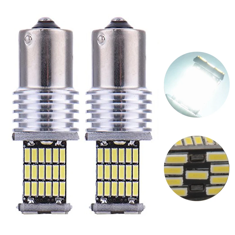 

High Power!!! 2PCS/Lot BA15S 1156 P21W 7507 4014 SMD 45 LED Light Bulb Turn Signal White 7W DC12V Free Shipping