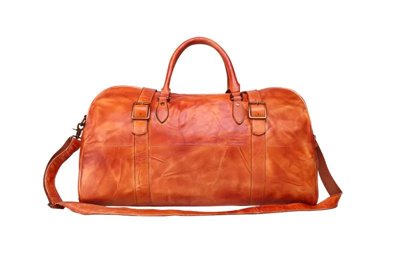 Мужская Дорожная сумка из натуральной кожи, ручная сумка для багажа, дорожная сумка, сумка на плечо, спортивный чемодан, большая сумка на выходные, сумка Reisetasche - Цвет: Yellow-Brown
