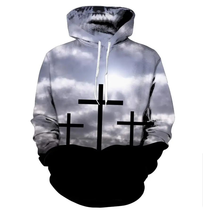 YFFUSHI Пасхальный фестиваль 3D толстовки мужские Иисуса с крестом в закате 3d принт пуловеры мужские толстовки с капюшоном горячая Распродажа размера плюс 5XL