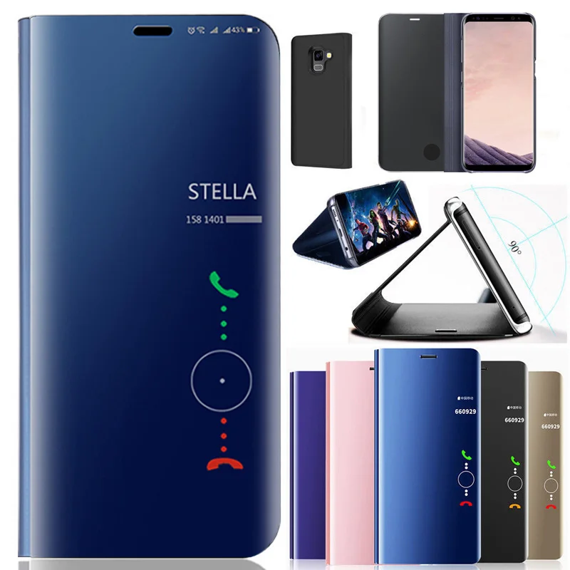 

Smart View Mirror Flip Case For Samsung Galaxy S10 S10e S8 S9 Plus Note 9 8 A6 A8 Plus J4 J6 2018 A3 A5 A7 J3 J5 J7 2017 Cover