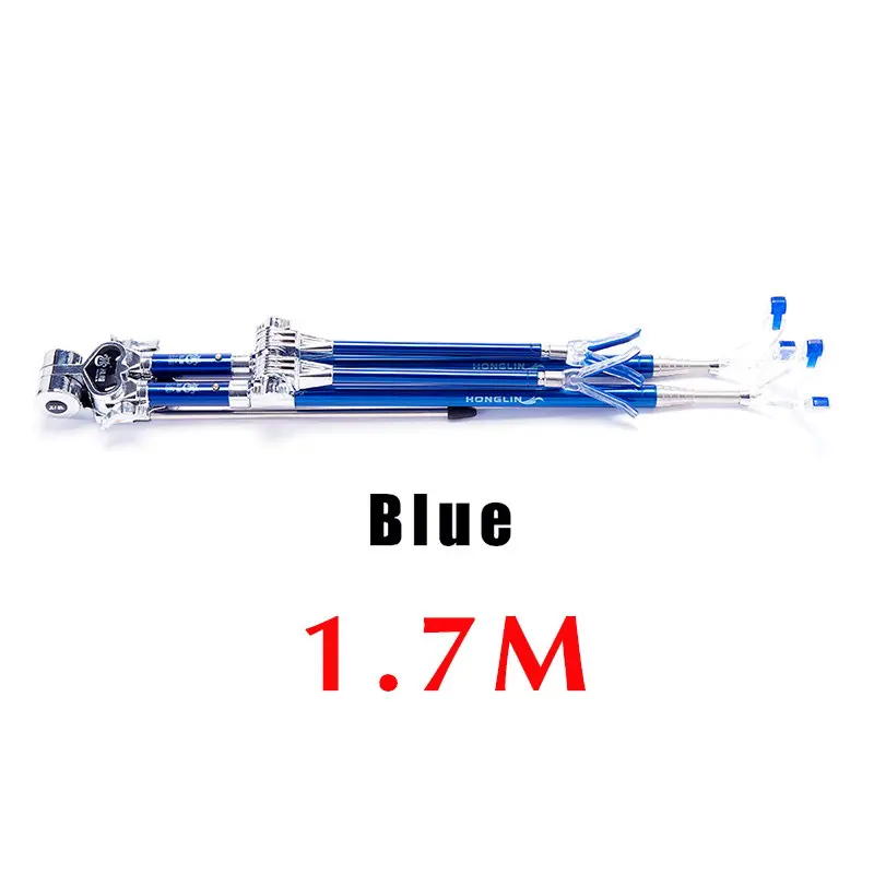 blue 1.7M 1,7-2,1 м держатель для рыбалки с двойной головкой, Регулируемая удочка из нержавеющей стали, держатель для удочки, кронштейн, подставка, снасти - Цвет: blue 1.7M