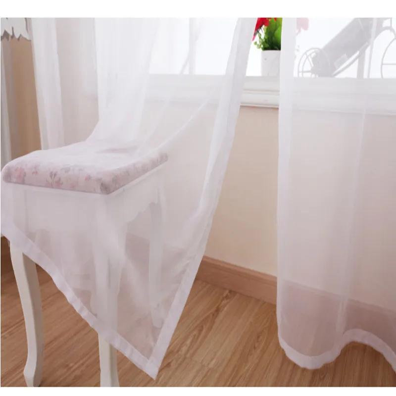 

European and American Style White Window Screening Solid Door Curtains Drape Panel Sheer Tulle for Living Room March 8 Children