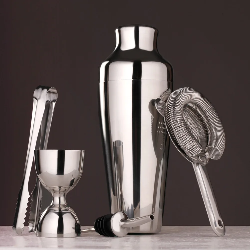 5 pieces Stainless steel cocktail shaker set shaker cup easy to