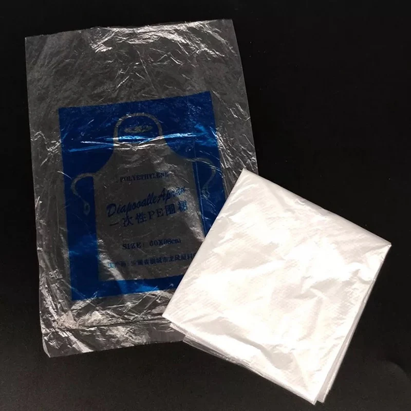 10 шт./50 шт. одноразовый полиэтиленовый прозрачный пластиковый фартук для кухни для взрослых и детей для приготовления пищи непромокаемый маслостойкий фартук оптом - Цвет: Белый