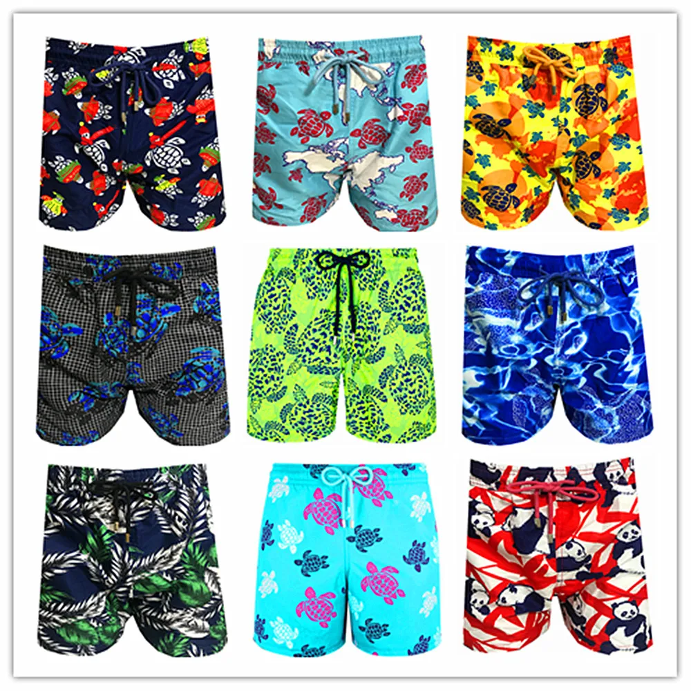 

2019 Brand BREVILE PULLQUIN Turtles Beach Board Shorts Swimwear Bermuda Elastic Band Male Boardshorts Adults Plage Man Beachwear