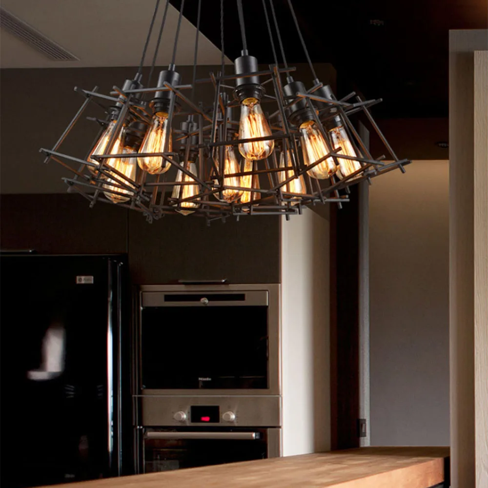 

Nordic Creative Personality Retro Industrial Wind Chandelier Restaurant Bar American Village Iron Single Trapezoidal Chandelier