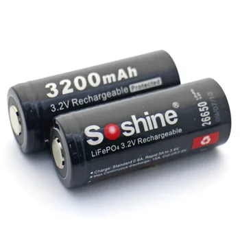 

Soshine LiFePO4 26650 3.2V 3200mAh Lithium Iron Phosphate Rechargeable Battery with PCB (1 )