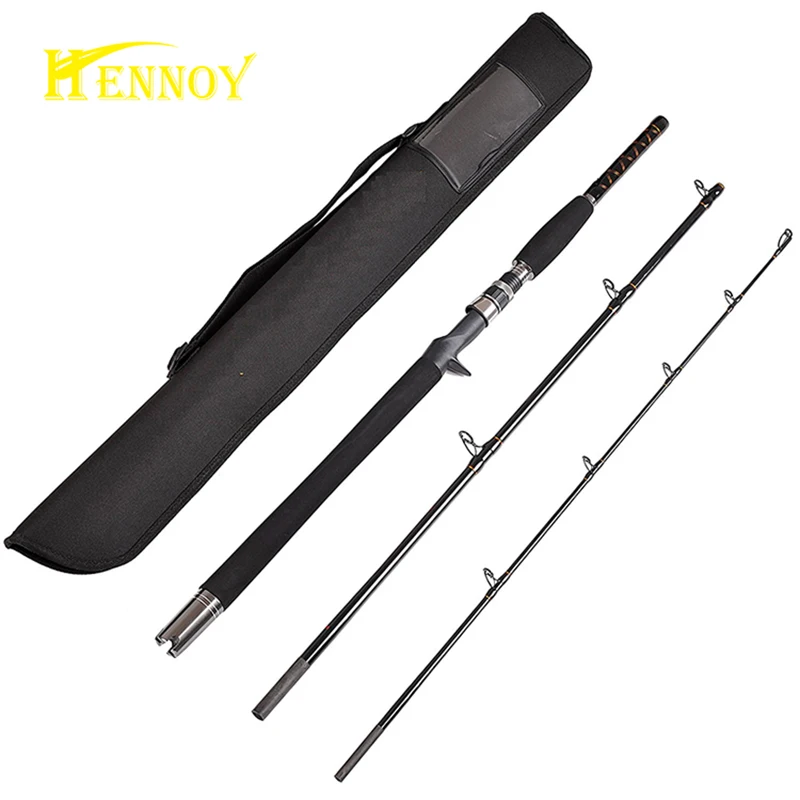 

Hennoy 3 section Heavy Casting Rods 1.8m 2.1m Travel Boat Rod Offshore Saltwater Fishing Rod (20-40lb test) with Carrying Case