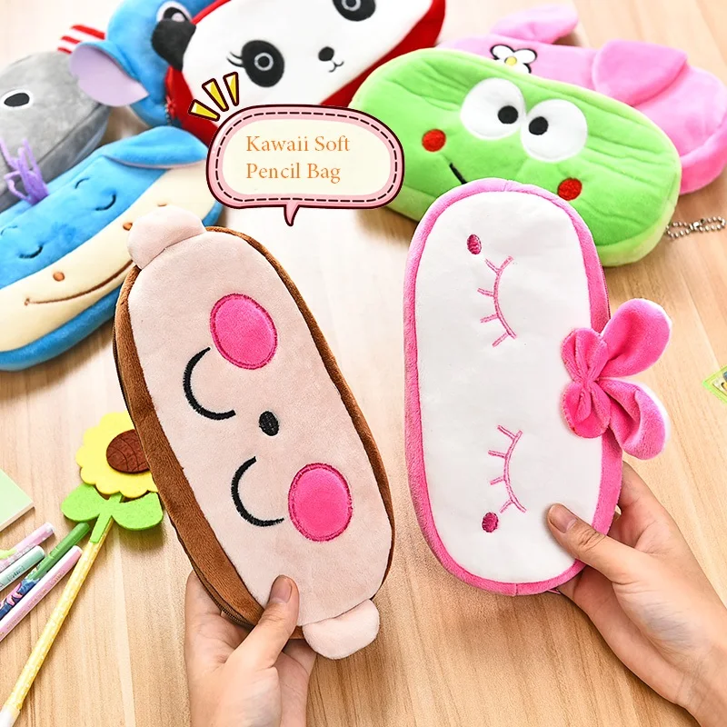 

Soft Cartoon Animal Pencil Bag, Cute Creative Big Capacity Plush School Collection Pen Bag, Students Stationery Supplies