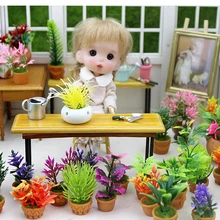 1:12 Кукольный домик Миниатюрный Мини керамика горшечные растения алоэ Роза Лилия Цветок аксессуары для кукол игрушки для blyth bjd ob11 куклы