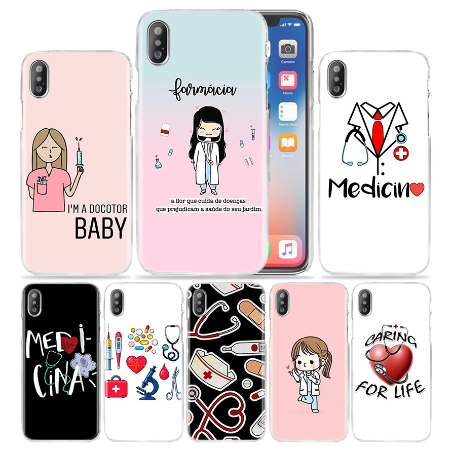 

Nurse Medical Case for iPhone XS Max XR X 10 7 7S 8 6 6S Plus 5S SE 5 4S 4 5C Clear Hard PC Plastic Funda Capa Phone Cover Coque