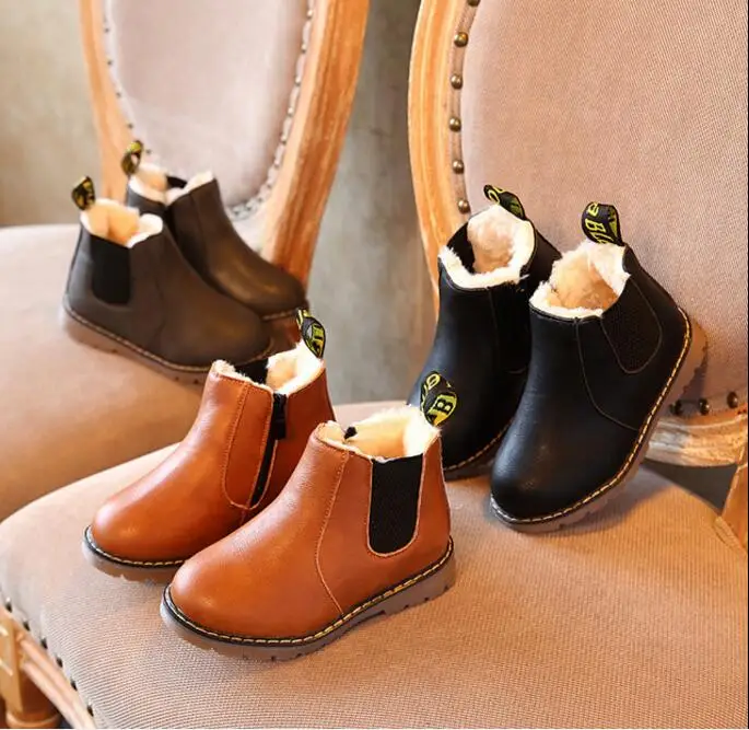 

2018 Children Boots Boys Snow Waterproof Shoes Kids Leather Boots Boy Boots Girls Martin Warm Shoes Sport Shoes