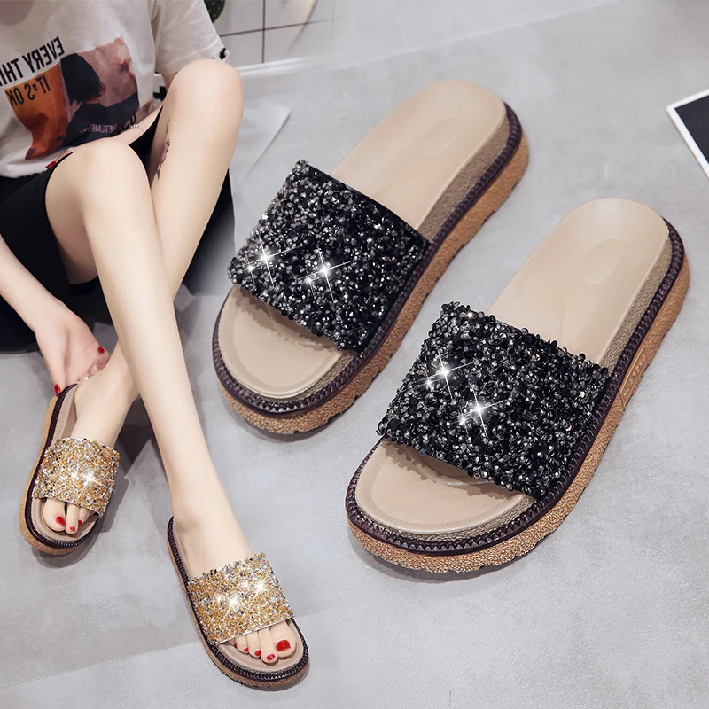 

platform Bling Sequined Cloth spring heels woman sleepers Casual Wedges Fashion Beach Leisure autumn High Solid Concise Mature
