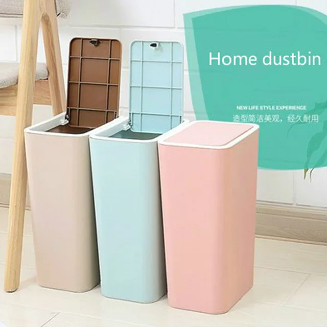 

1 Pcs Creative Simple Press Rolling Cover Type Trash Can Bathroom Kitchen Living Room Home Dust Bin Multi-color Waste Can 8L 12L