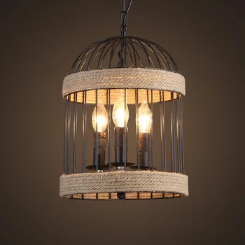 

Birdcage pendant lights Retro industry wind rope lamp wrought iron creative cafe bar clothing store aisle retro Pendant lamps ZA