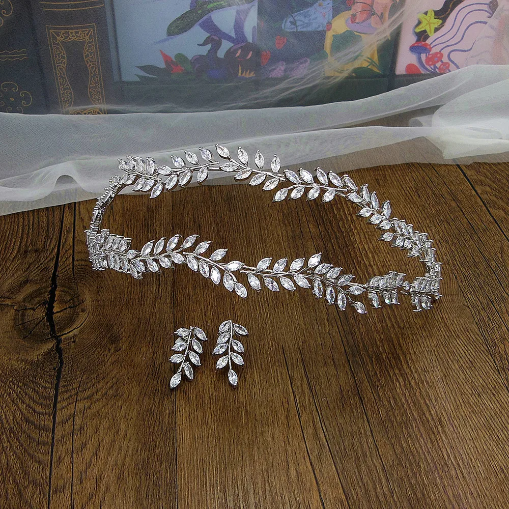 Циркониевая повязка на голову, серьга с короной, набор фианитов, Свадебные короны и диадемы, свадебная диадема, украшение для волос, диадема, головной убор Coroa WIGO1384