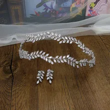 Циркониевая повязка на голову, серьга с короной, набор фианитов, Свадебные короны и диадемы, свадебная диадема, украшение для волос, диадема, головной убор Coroa WIGO1384